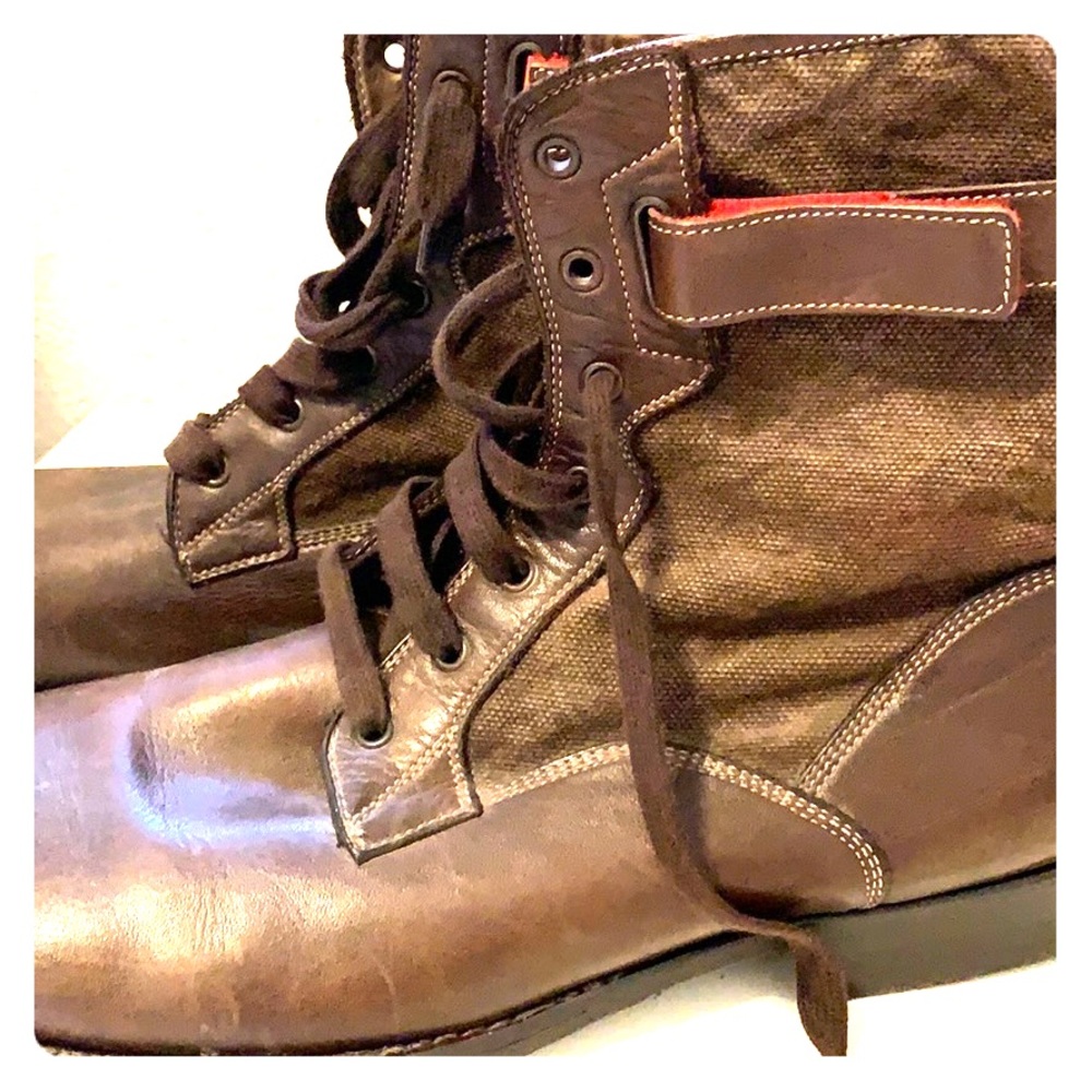 Brown leather boots